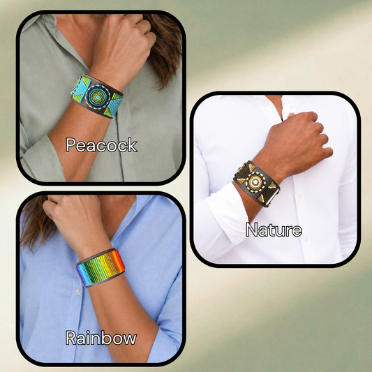 Beaded Leather Cuff Bracelets