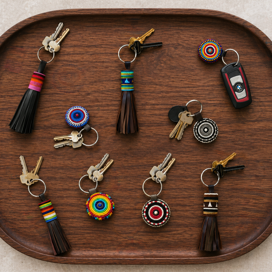 Hand-beaded Leather KeyChains & KeyRings