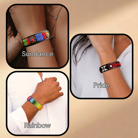 Beaded Leather Slim Bracelets
