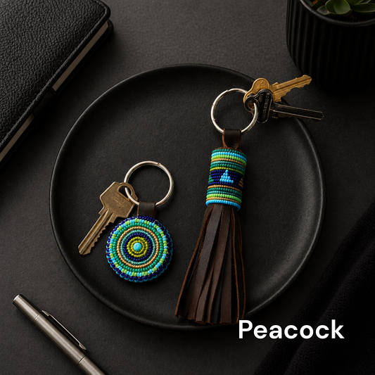 Hand-beaded Leather KeyChains & KeyRings