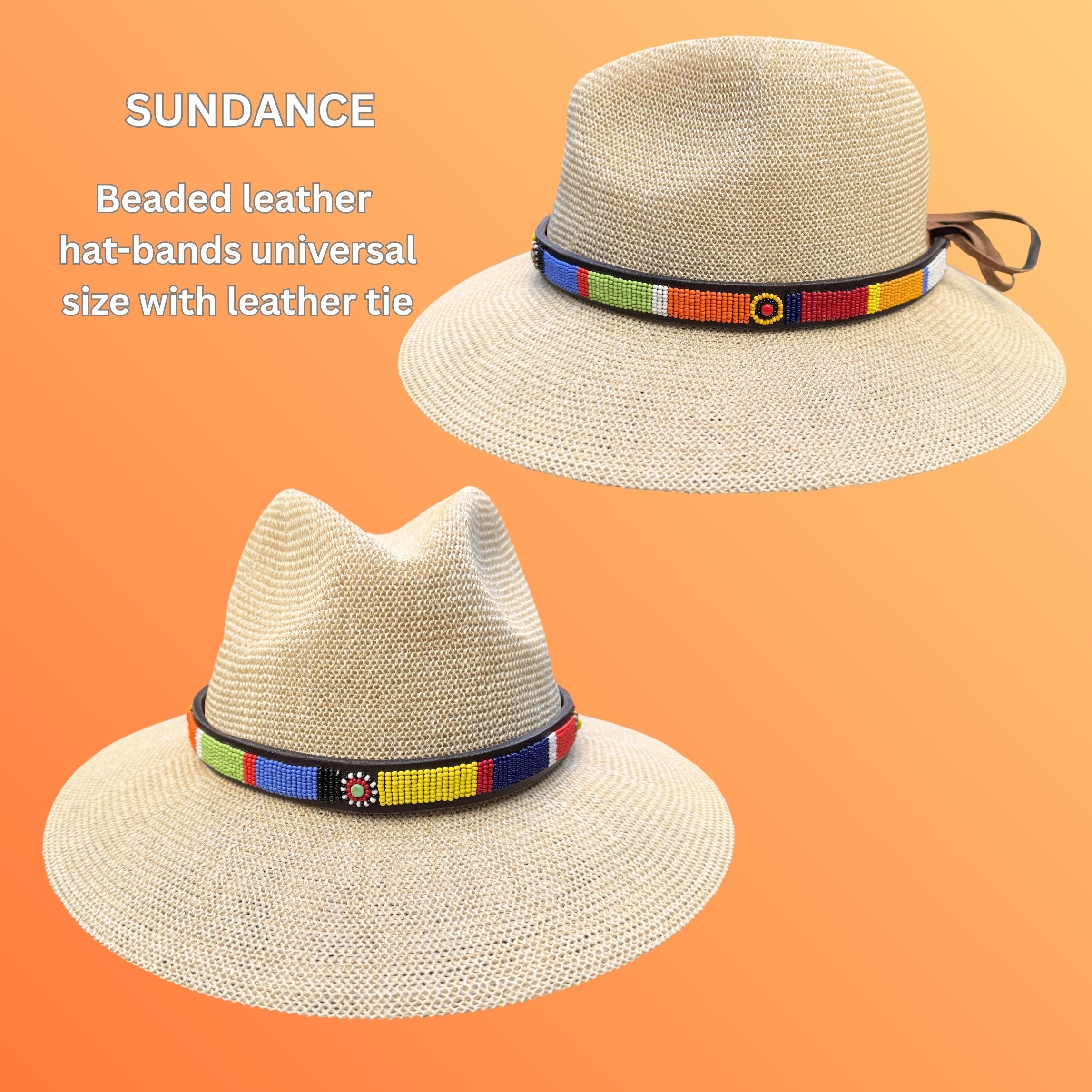 Beaded Leather Hat Bands