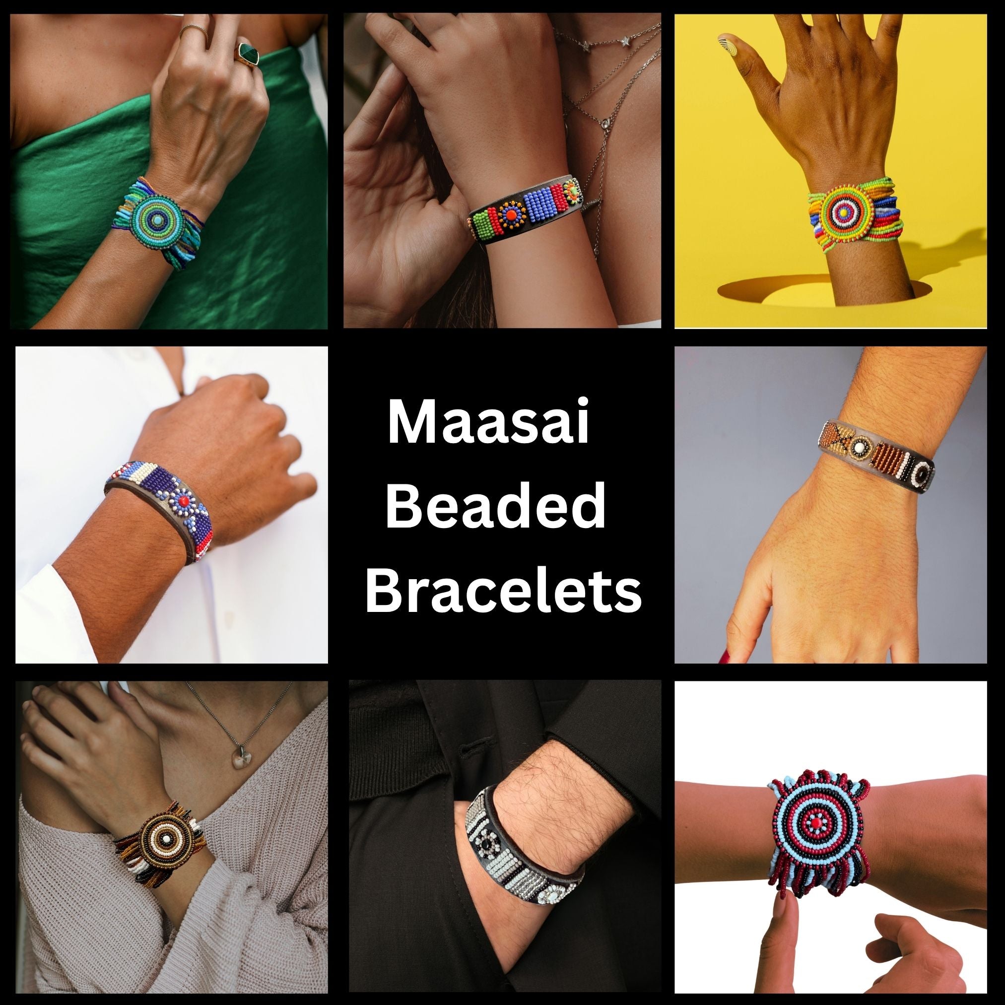Bracelets - Handmade Maasai Bead & Leather
