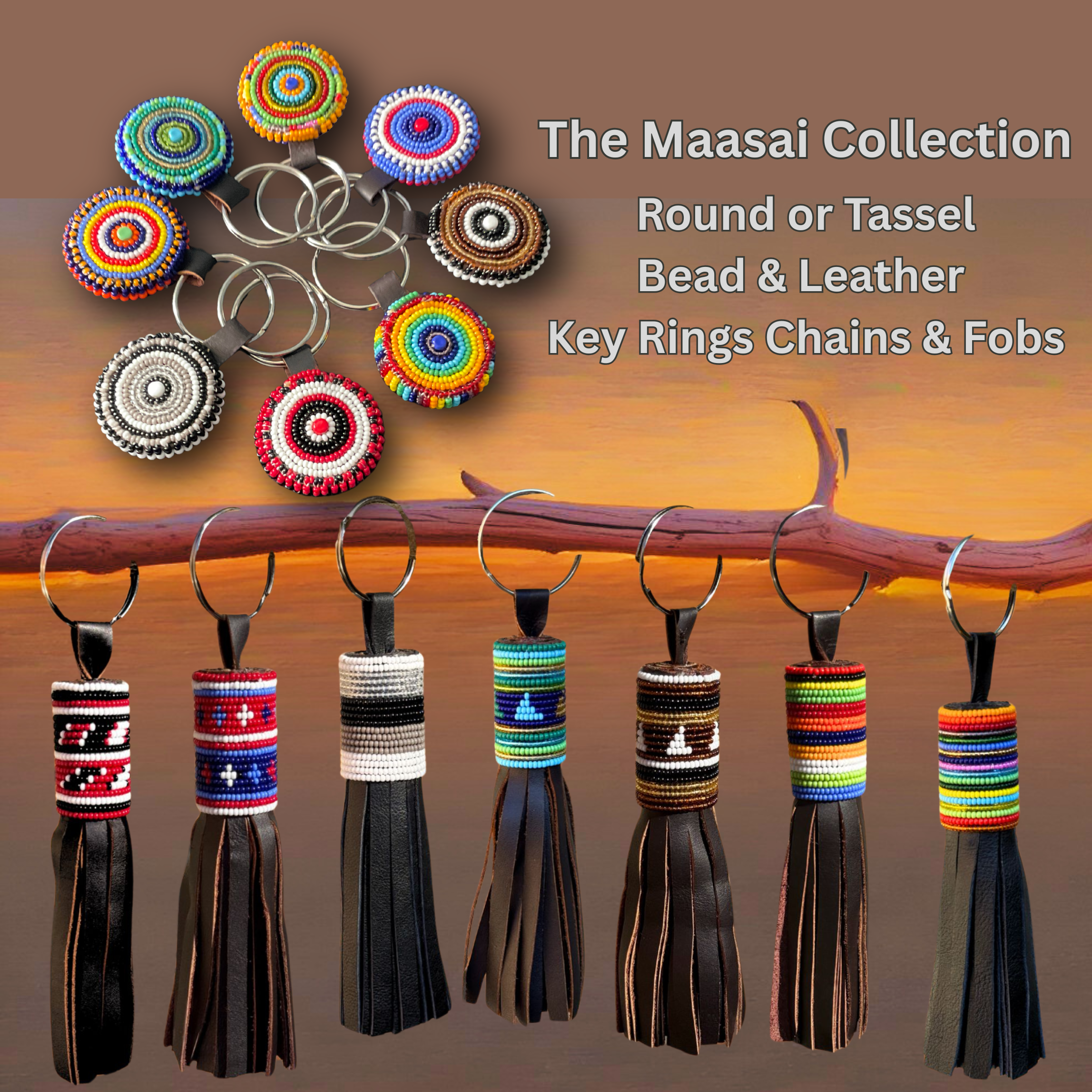 Key Rings Chains Fobs (Round or Tassel Design)