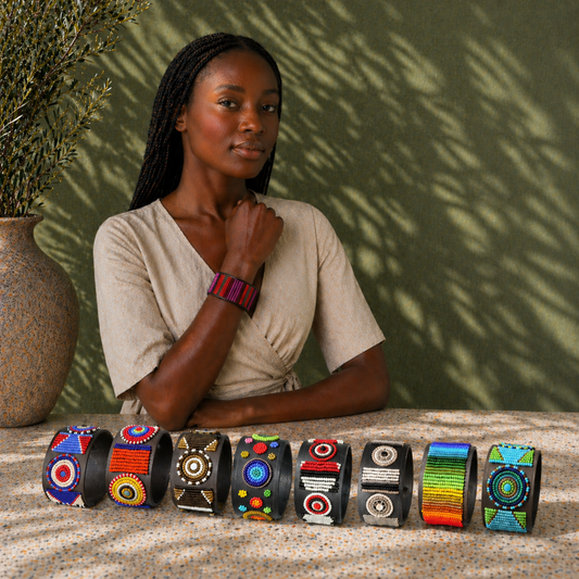 Beaded Leather Cuff Bracelets